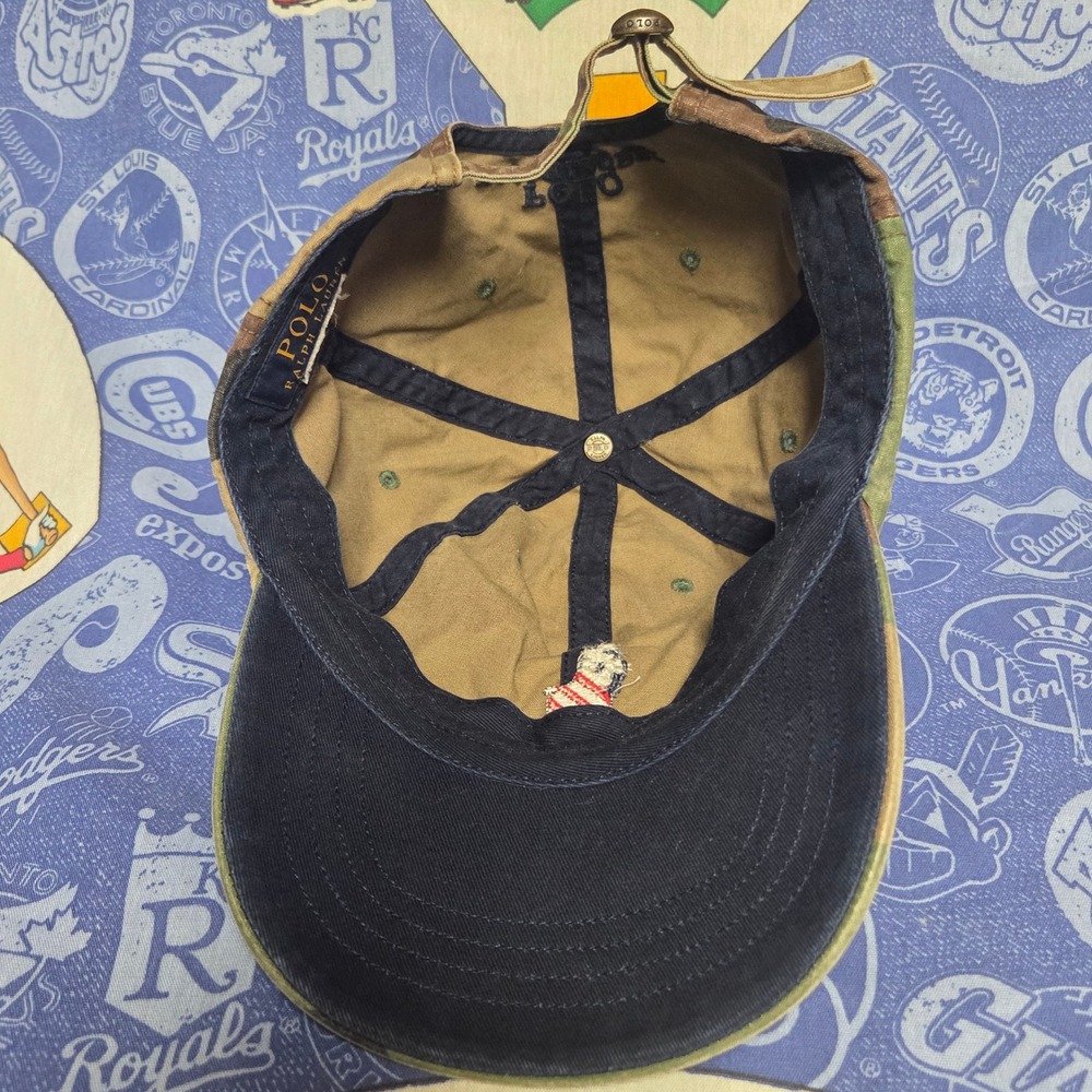 Polo Ralph Lauren Hat Mens Big Pony Camo American Flag Cap Adjustable Strapback - Picture 7 of 10
